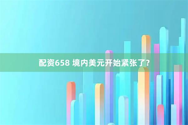 配资658 境内美元开始紧张了？