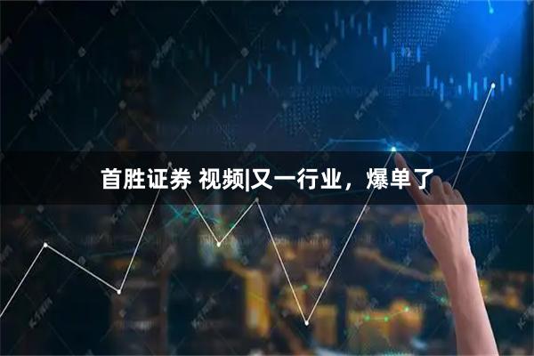 首胜证券 视频|又一行业，爆单了