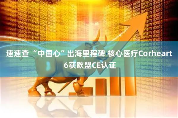 速速查 “中国心”出海里程碑 核心医疗Corheart 6获欧盟CE认证