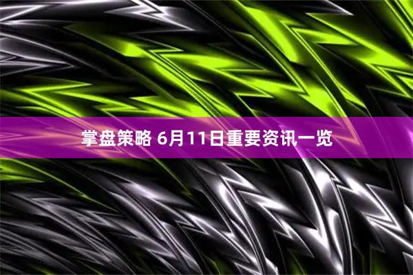 掌盘策略 6月11日重要资讯一览